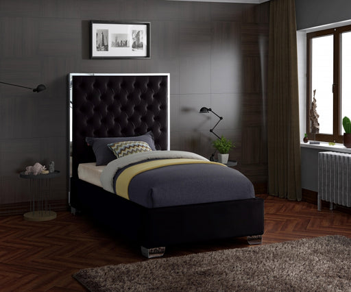 Lexi Velvet Twin Bed Black - LexiBlack-T