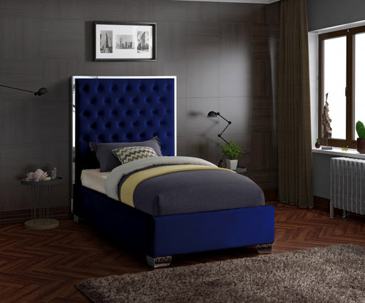 Lexi Velvet Twin Bed Blue - LexiNavy-T