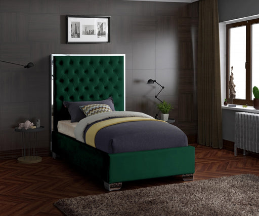 Lexi Velvet Twin Bed Green - LexiGreen-T