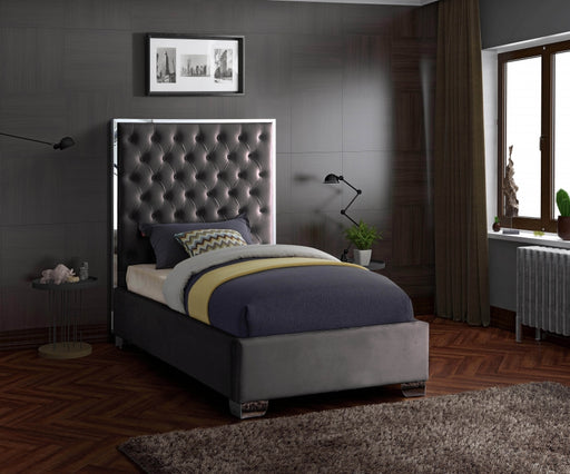 Lexi Velvet Twin Bed Grey - LexiGrey-T