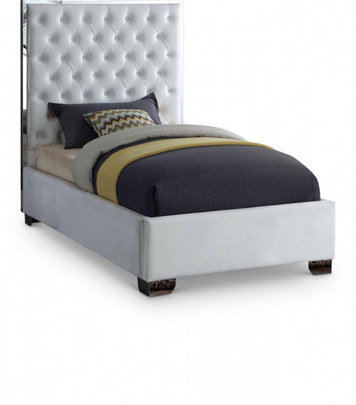 Lexi Velvet Twin Bed White - LexiWhite-T