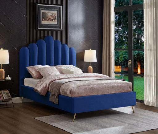 Lily Velvet Full Bed Blue - LilyNavy-F