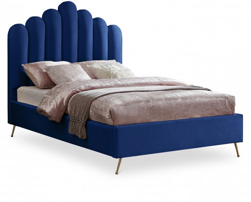 Lily Velvet Full Bed Blue - LilyNavy-F