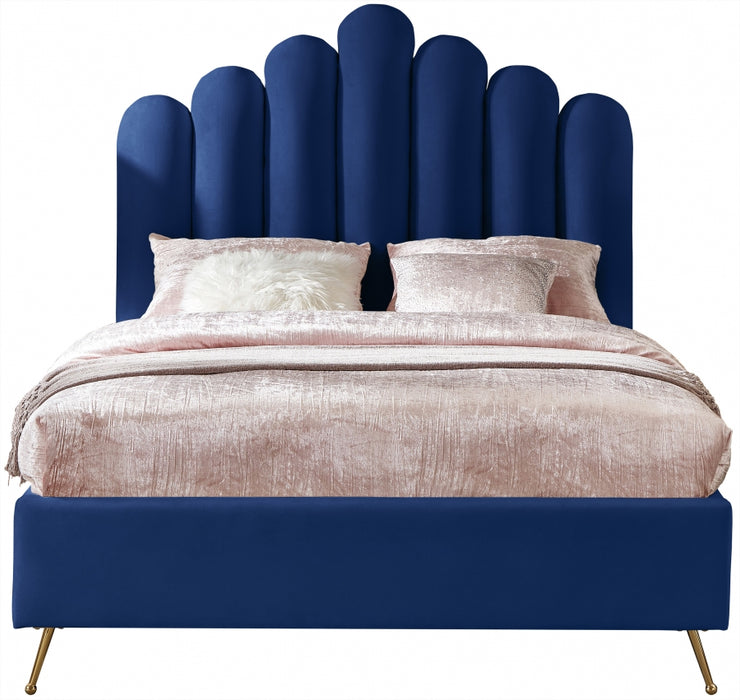 Lily Velvet Full Bed Blue - LilyNavy-F