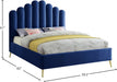 Lily Velvet Full Bed Blue - LilyNavy-F