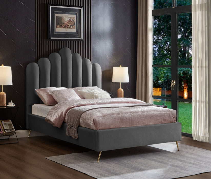 Lily Velvet Full Bed Grey - LilyGrey-F