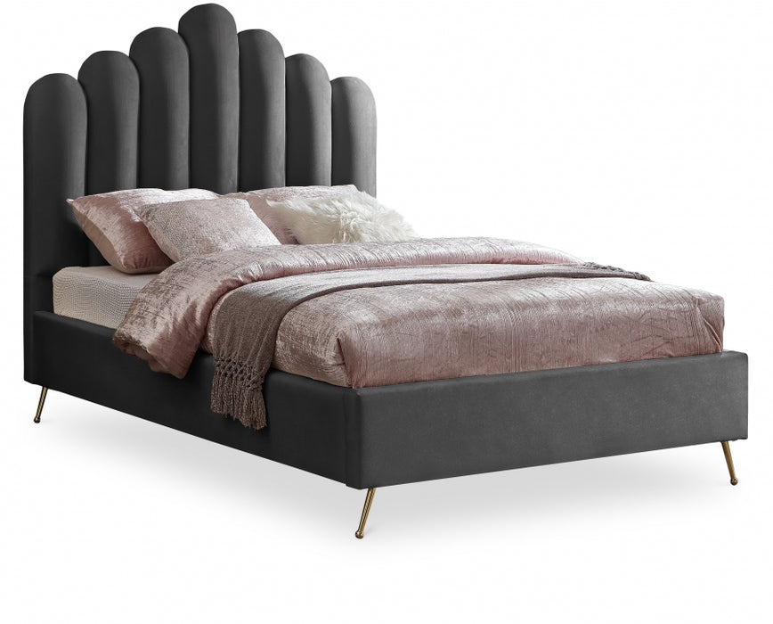 Lily Velvet Full Bed Grey - LilyGrey-F