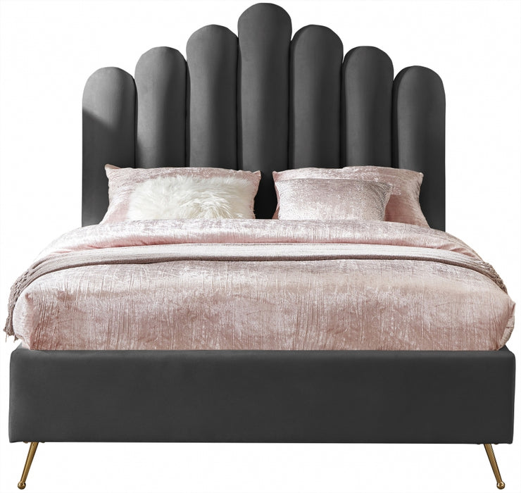 Lily Velvet Full Bed Grey - LilyGrey-F