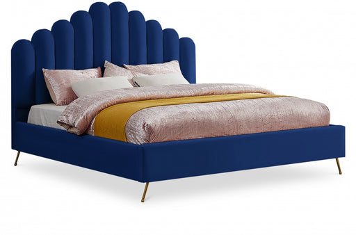 Lily Velvet King Bed Blue - LilyNavy-K