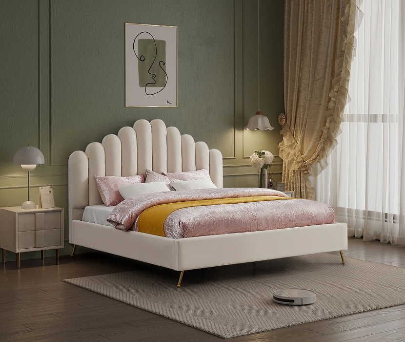 Lily Velvet King Bed Cream - LilyCream-K