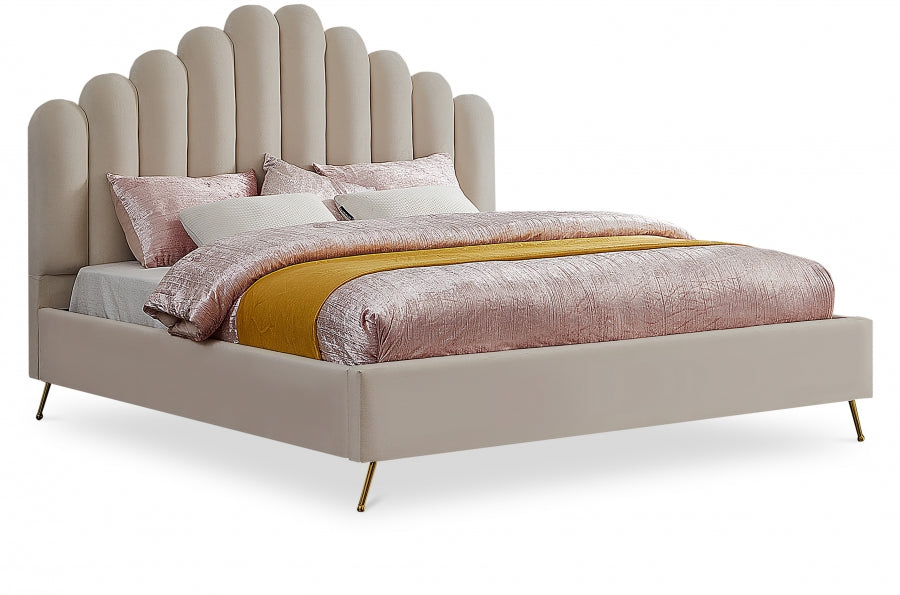 Lily Velvet King Bed Cream - LilyCream-K