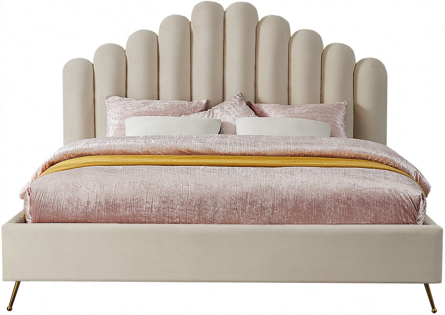 Lily Velvet King Bed Cream - LilyCream-K