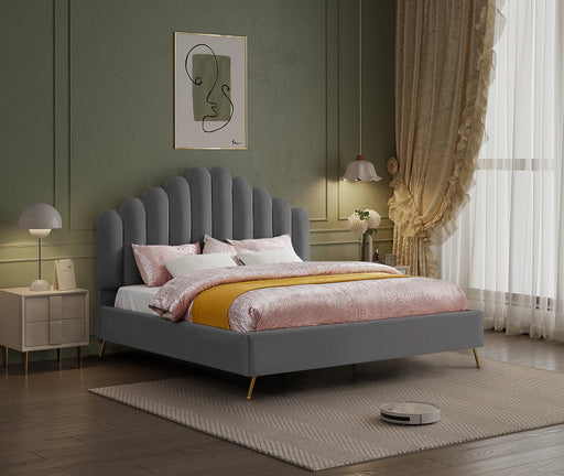 Lily Velvet King Bed Grey - LilyGrey-K