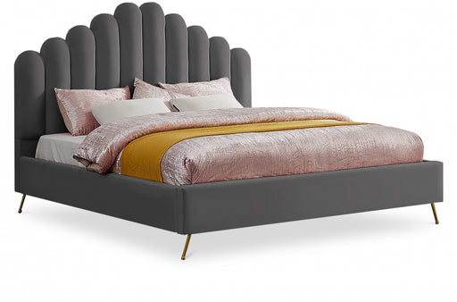 Lily Velvet King Bed Grey - LilyGrey-K