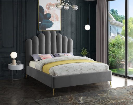 Lily Velvet Queen Bed Grey - LilyGrey-Q