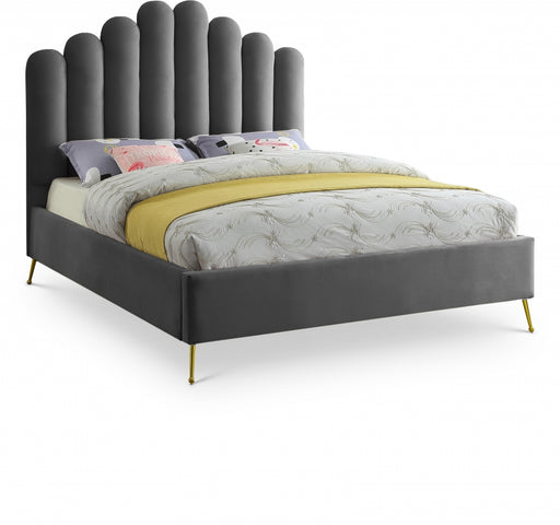 Lily Velvet Queen Bed Grey - LilyGrey-Q