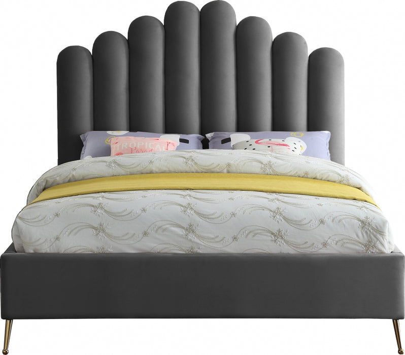 Lily Velvet Queen Bed Grey - LilyGrey-Q