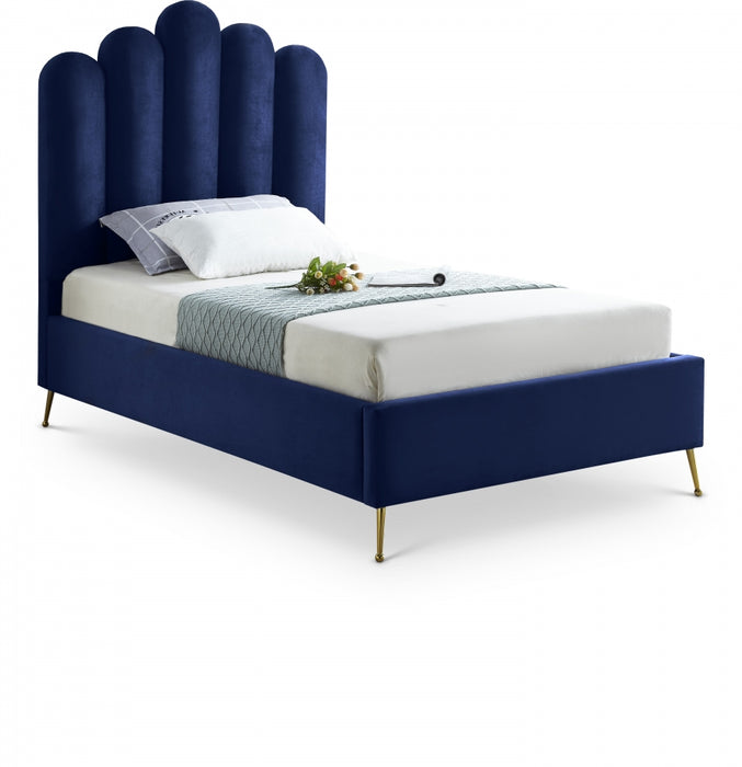 Lily Velvet Twin Bed Blue - LilyNavy-T