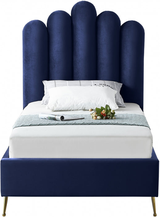 Lily Velvet Twin Bed Blue - LilyNavy-T