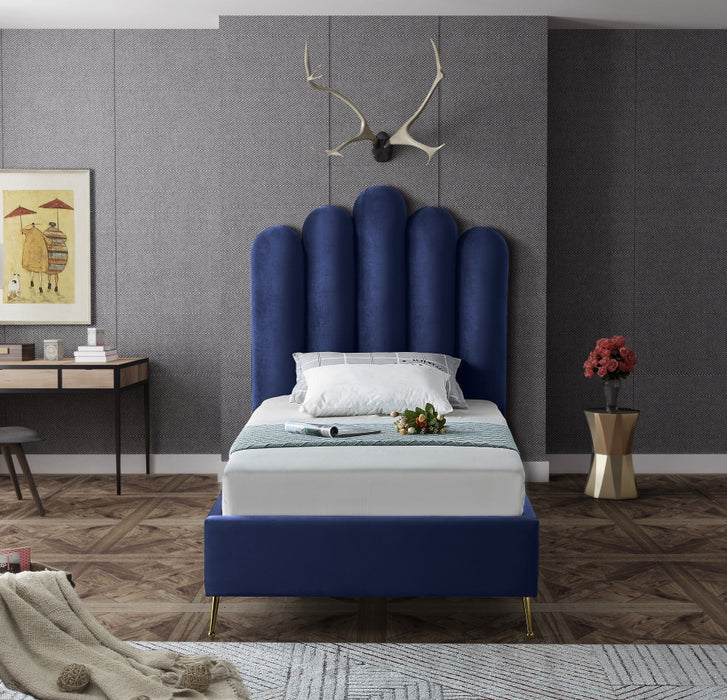 Lily Velvet Twin Bed Blue - LilyNavy-T