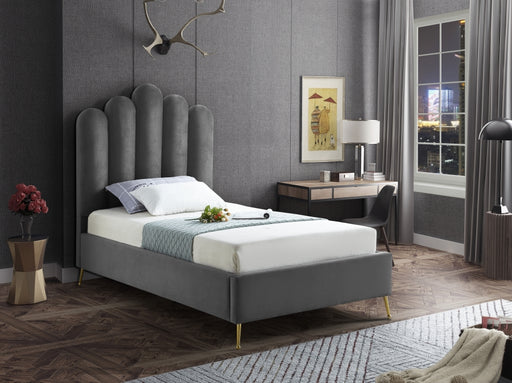 Lily Velvet Twin Bed Grey - LilyGrey-T