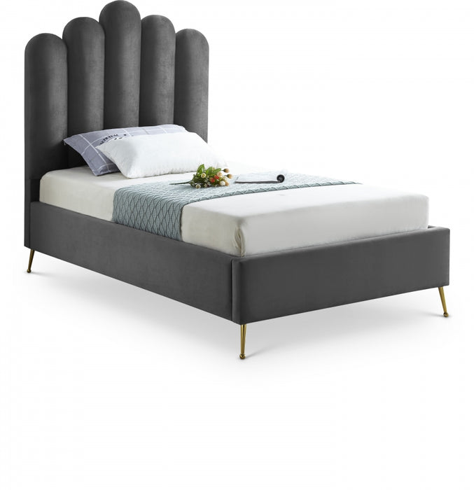 Lily Velvet Twin Bed Grey - LilyGrey-T