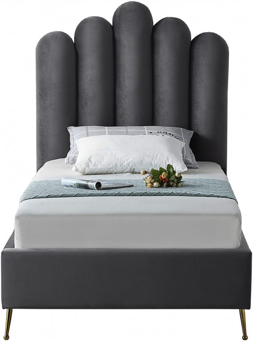 Lily Velvet Twin Bed Grey - LilyGrey-T