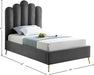 Lily Velvet Twin Bed Grey - LilyGrey-T