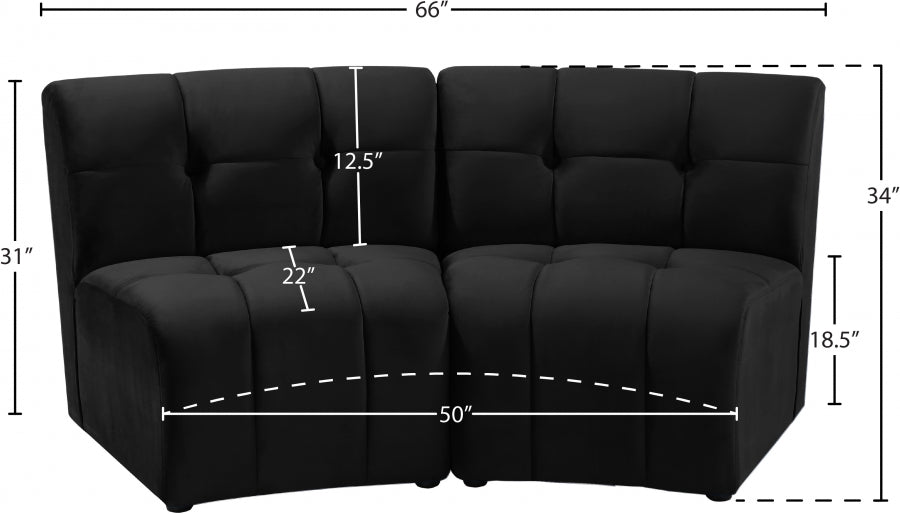 Limitless Modular Velvet Loveseat Black - 645Black-2PC