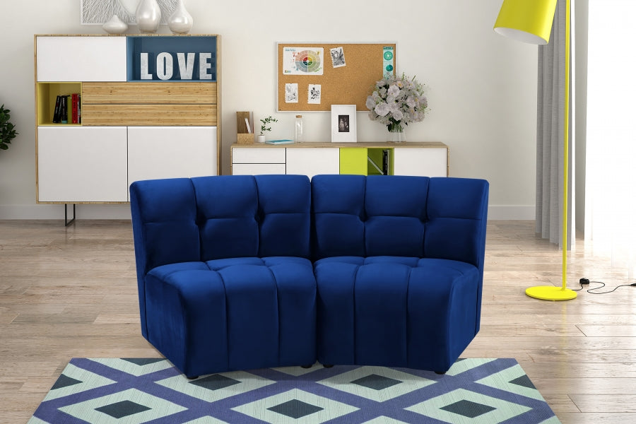 Limitless Modular Velvet Loveseat Blue - 645Navy-2PC