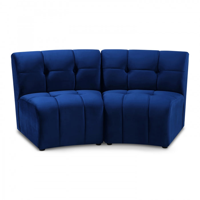 Limitless Modular Velvet Loveseat Blue - 645Navy-2PC