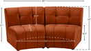 Limitless Modular Velvet Loveseat Cognac - 645Cognac-2PC