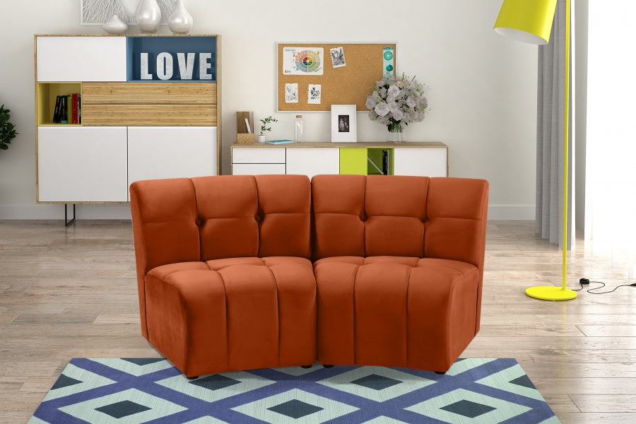 Limitless Modular Velvet Loveseat Cognac - 645Cognac-2PC