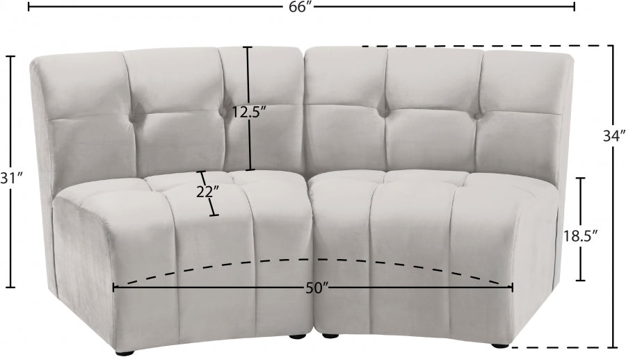 Limitless Modular Velvet Loveseat Cream - 645Cream-2PC