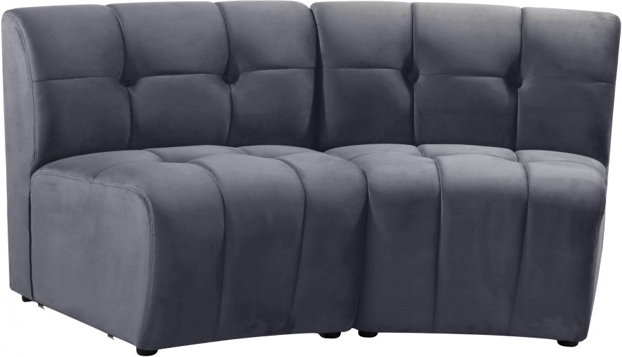 Limitless Modular Velvet Loveseat Grey - 645Grey-2PC