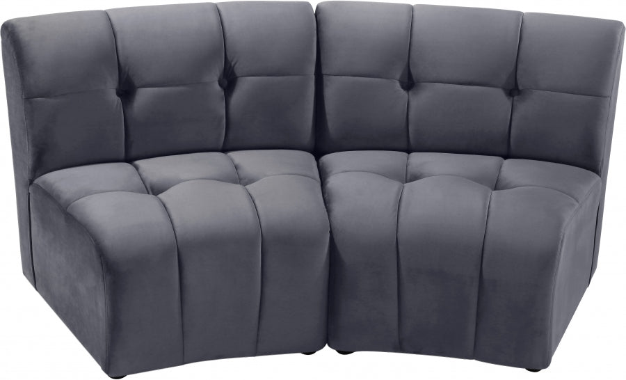 Limitless Modular Velvet Loveseat Grey - 645Grey-2PC