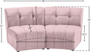 Limitless Modular Velvet Loveseat Pink - 645Pink-2PC