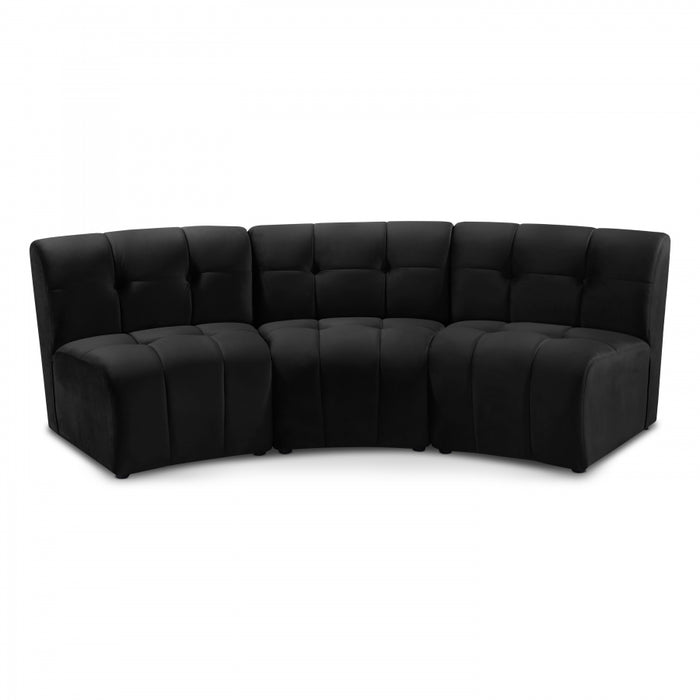 Limitless Modular Velvet Sofa Black - 645Black-3PC