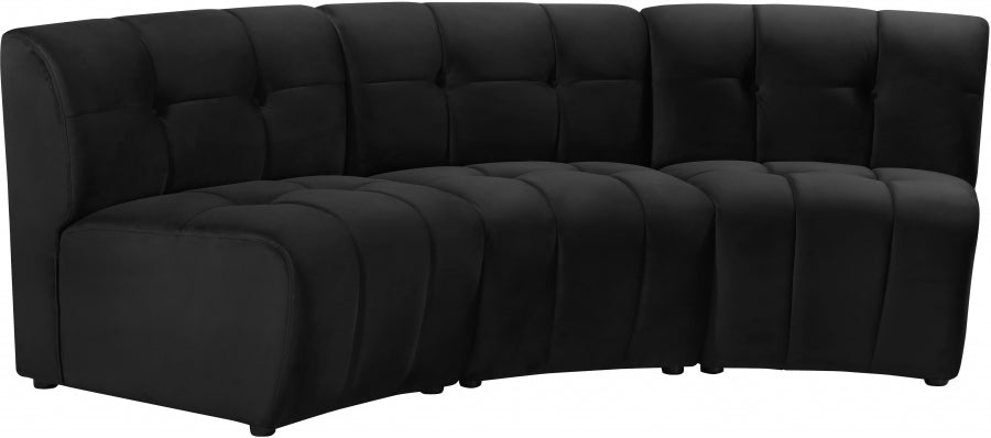 Limitless Modular Velvet Sofa Black - 645Black-3PC