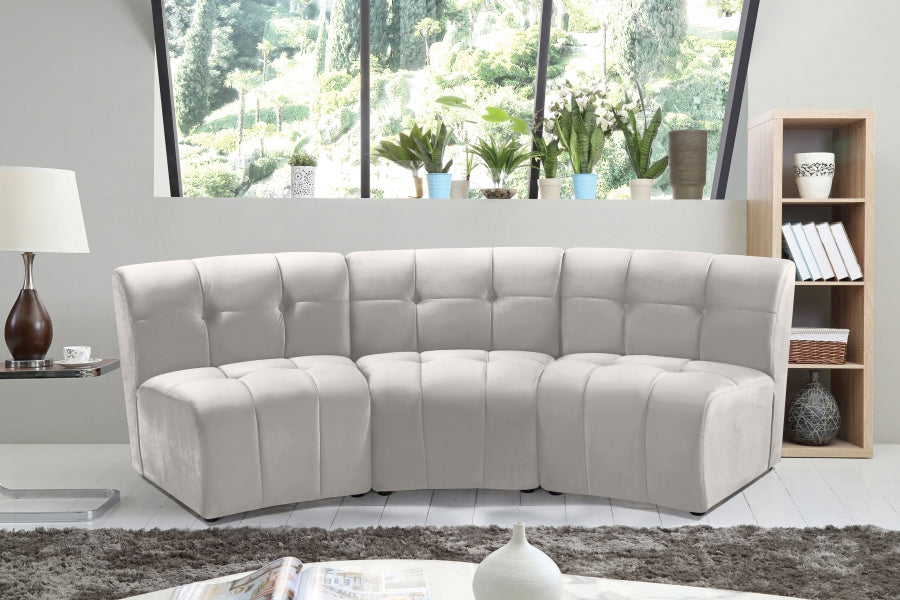 Limitless Modular Velvet Sofa Cream - 645Cream-3PC