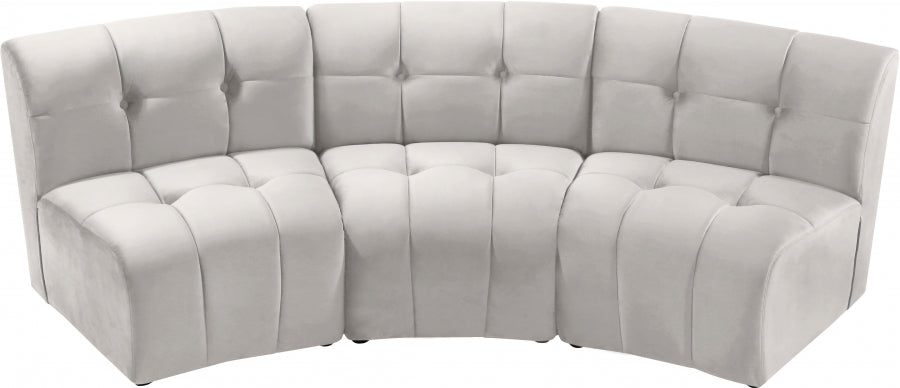 Limitless Modular Velvet Sofa Cream - 645Cream-3PC