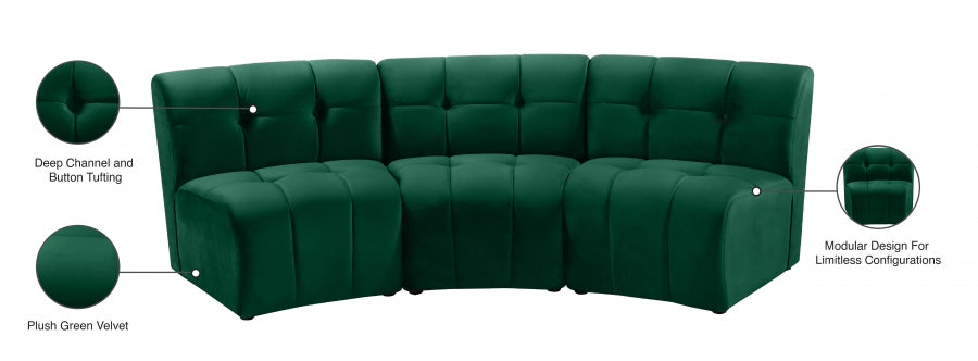 Limitless Modular Velvet Sofa Green - 645Green-3PC