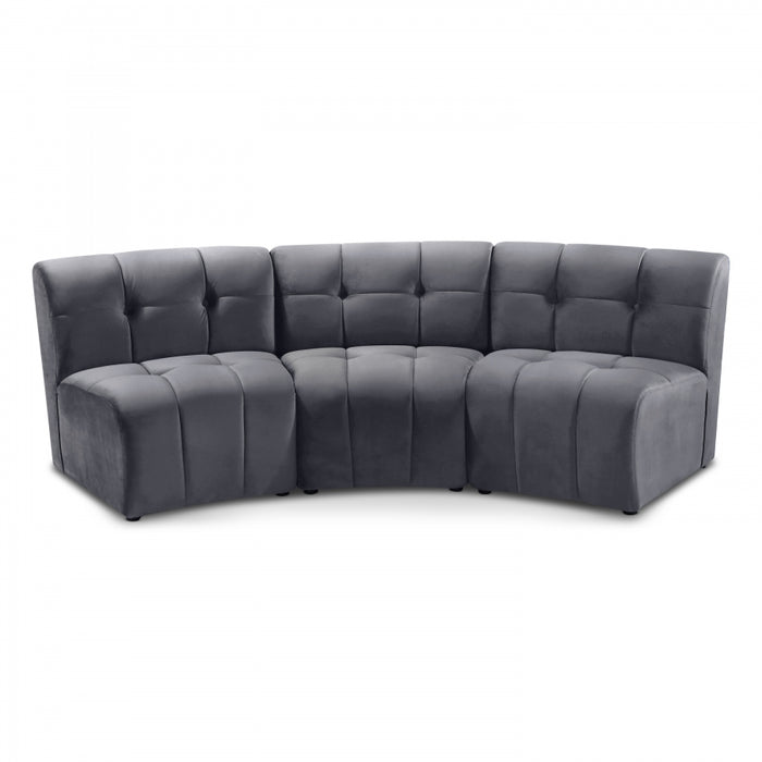 Limitless Modular Velvet Sofa Grey - 645Grey-3PC