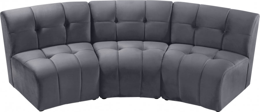 Limitless Modular Velvet Sofa Grey - 645Grey-3PC