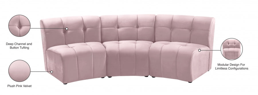 Limitless Modular Velvet Sofa Pink - 645Pink-3PC