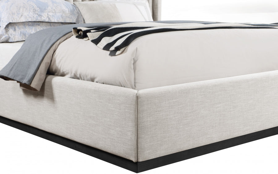 Logan Linen Textured Fabric King Bed Beige - LoganBeige-K