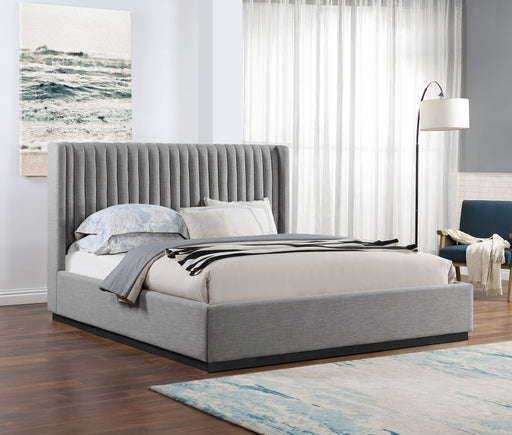 Logan Linen Textured Fabric King Bed Grey - LoganGrey-K