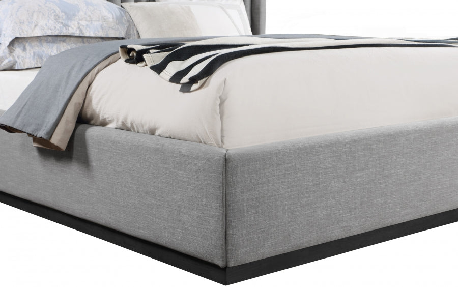 Logan Linen Textured Fabric King Bed Grey - LoganGrey-K