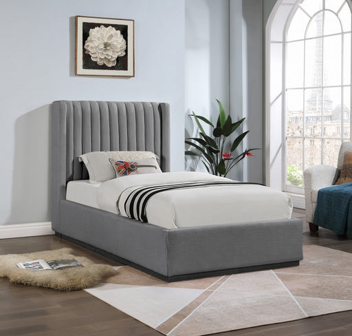 Logan Linen Textured Fabric Twin Bed Grey - LoganGrey-T