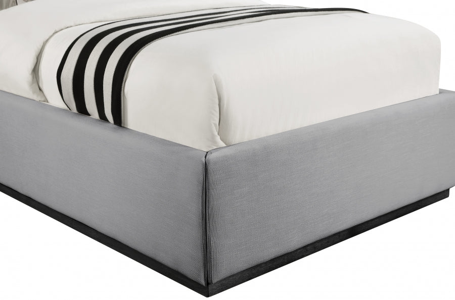 Logan Linen Textured Fabric Twin Bed Grey - LoganGrey-T